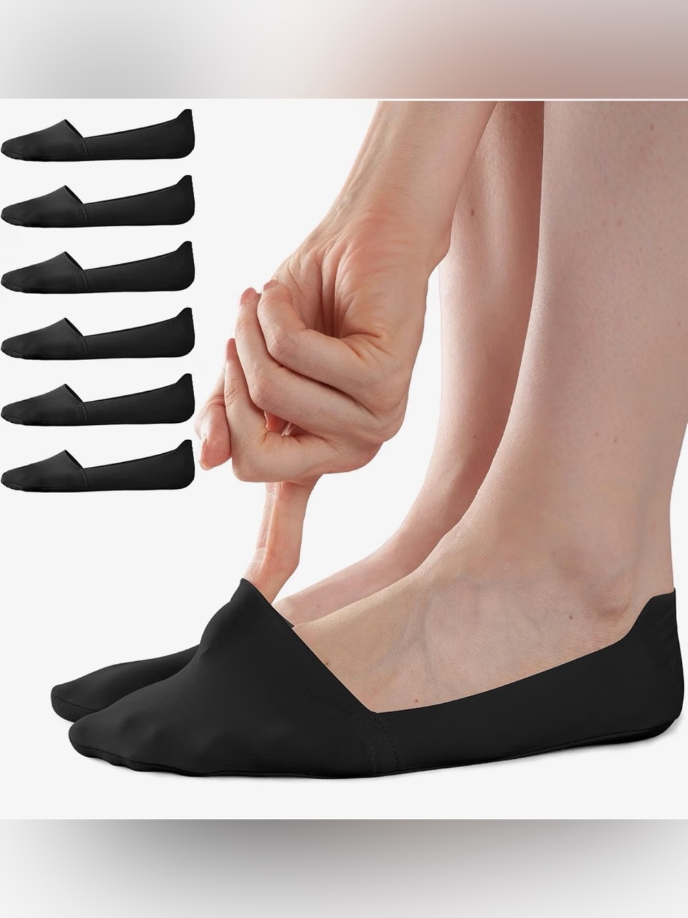 Women's Black No-Show Liner Socks - Lightweight Invisible Footies